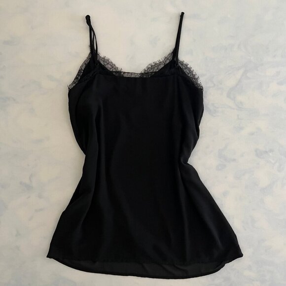Lulus Classic Black Lace Trim Flowy Slip Cocktail Mini Dress - Picture 2 of 6